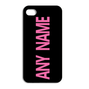 Personalised Pink on Black Coloured Name Font Mobile cover