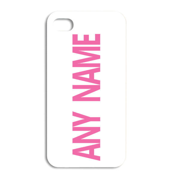 Personalised Pink on White Coloured Name Font Phone Case