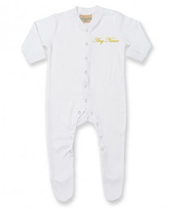 Personalised Embroidered white Baby Sleep suit