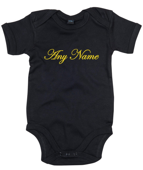 Personalised Embroidered Black custom Baby Bodysuit