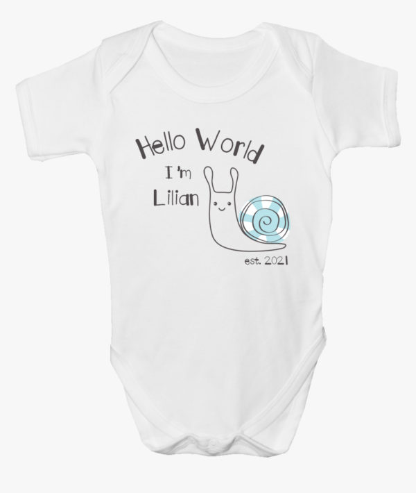 Personalised ‘Hello World’ Baby Bodysuit
