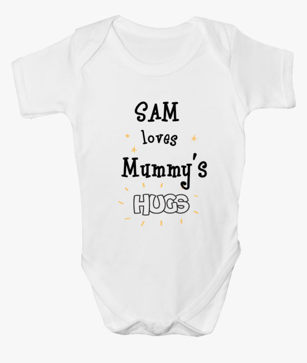 Personalised ‘Loves Mummy’s Hugs’ Baby Bodysuit