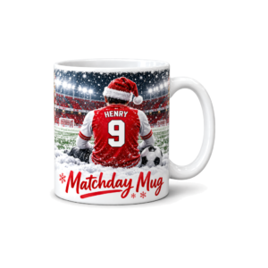 Personalised Christmas Matchday Football Mug – Name & Number