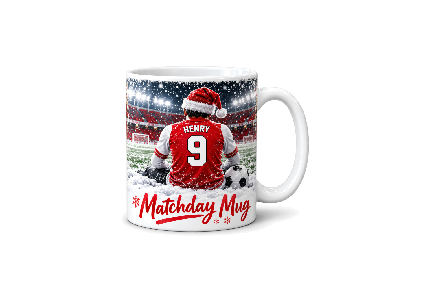 Personalised Christmas Matchday Football Mug – Name & Number