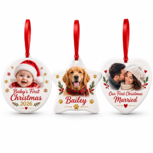 Personalised Ceramic Christmas Ornament – Photo & Name